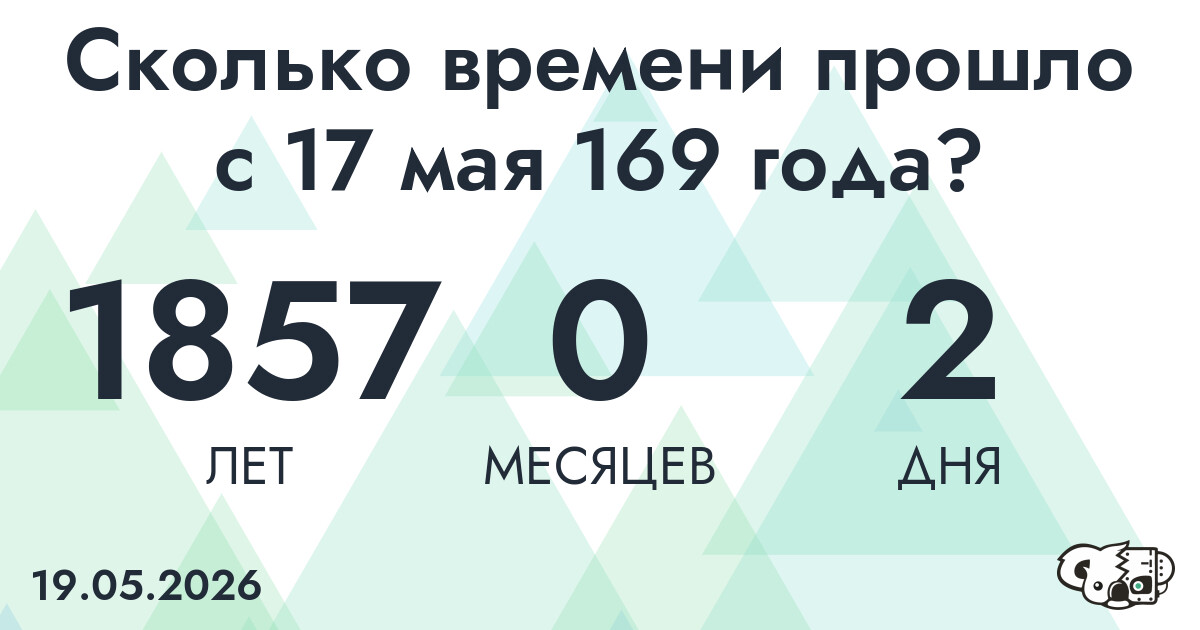 Сколько времени прошло с 17 мая 169 года