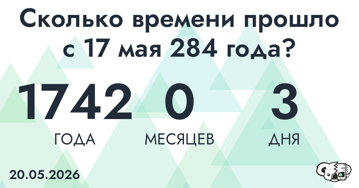 Сколько времени прошло с 17 мая 284 года