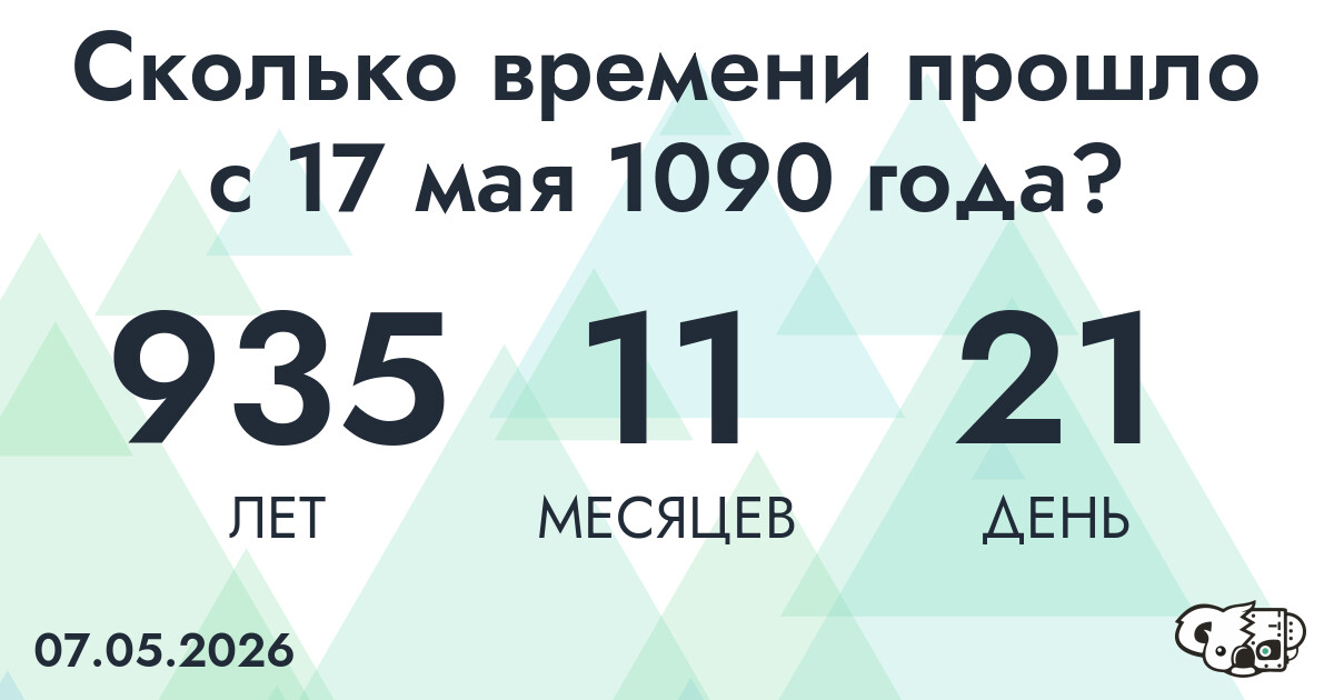 Сколько времени прошло с 17 мая 1090 года