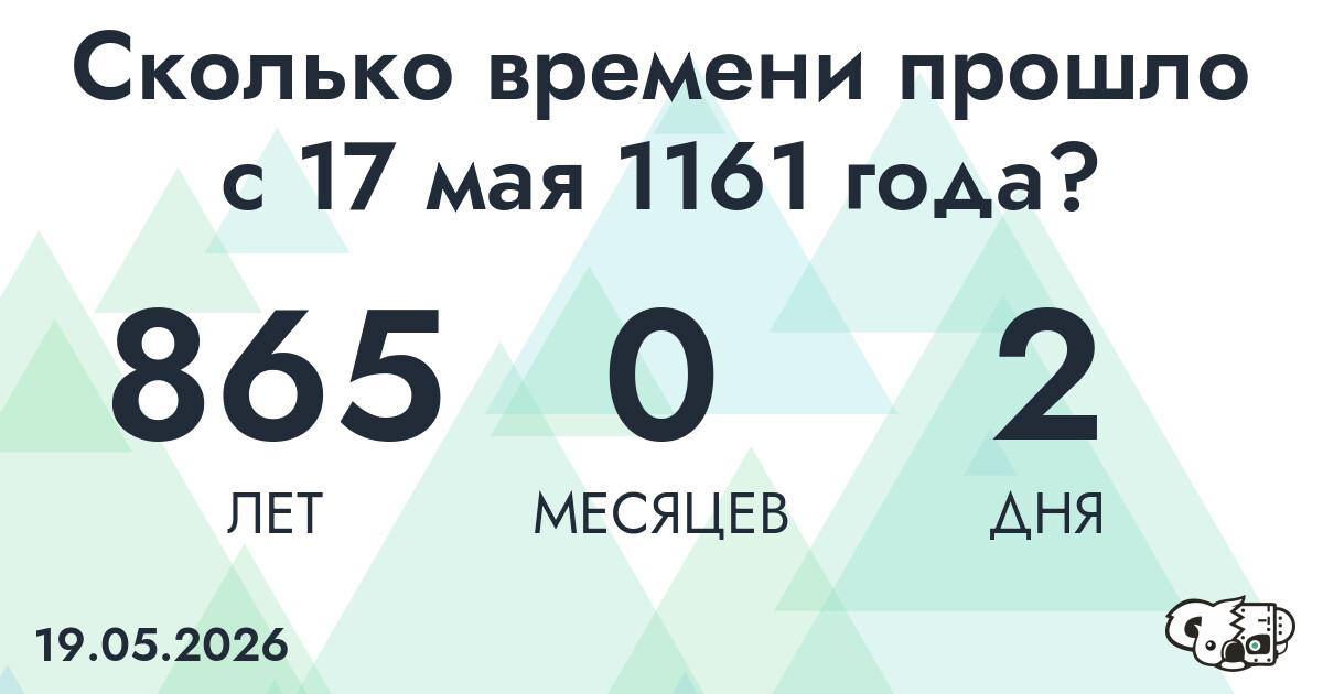 Сколько времени прошло с 17 мая 1161 года