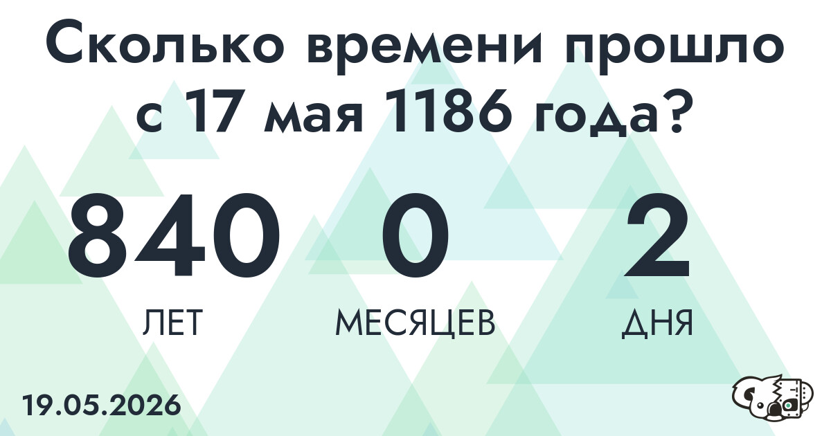 Сколько времени прошло с 17 мая 1186 года