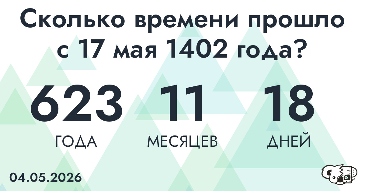Сколько времени прошло с 17 мая 1402 года