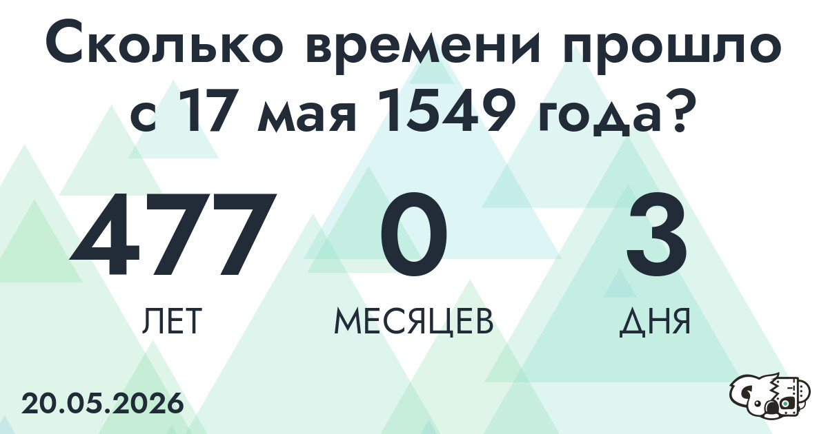Сколько времени прошло с 17 мая 1549 года
