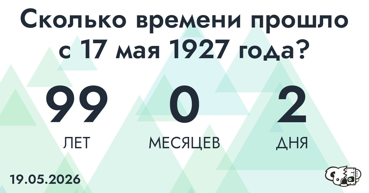Сколько времени прошло с 17 мая 1927 года