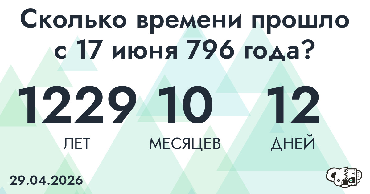 Сколько времени прошло с 17 июня 796 года