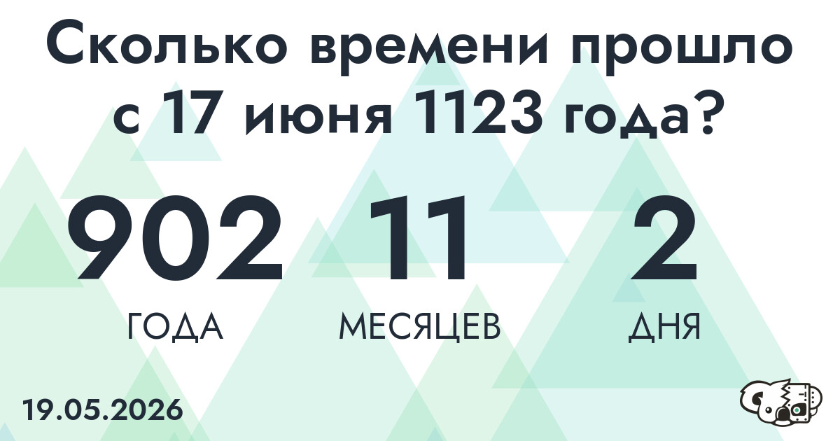 Сколько времени прошло с 17 июня 1123 года