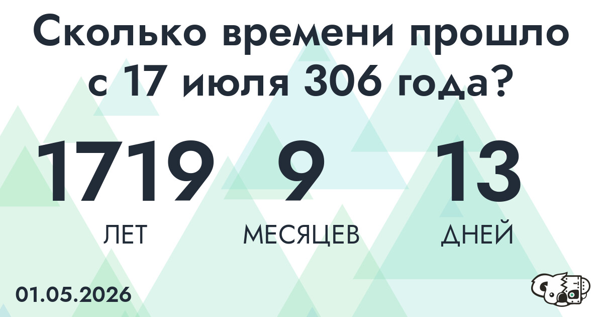 Сколько времени прошло с 17 июля 306 года