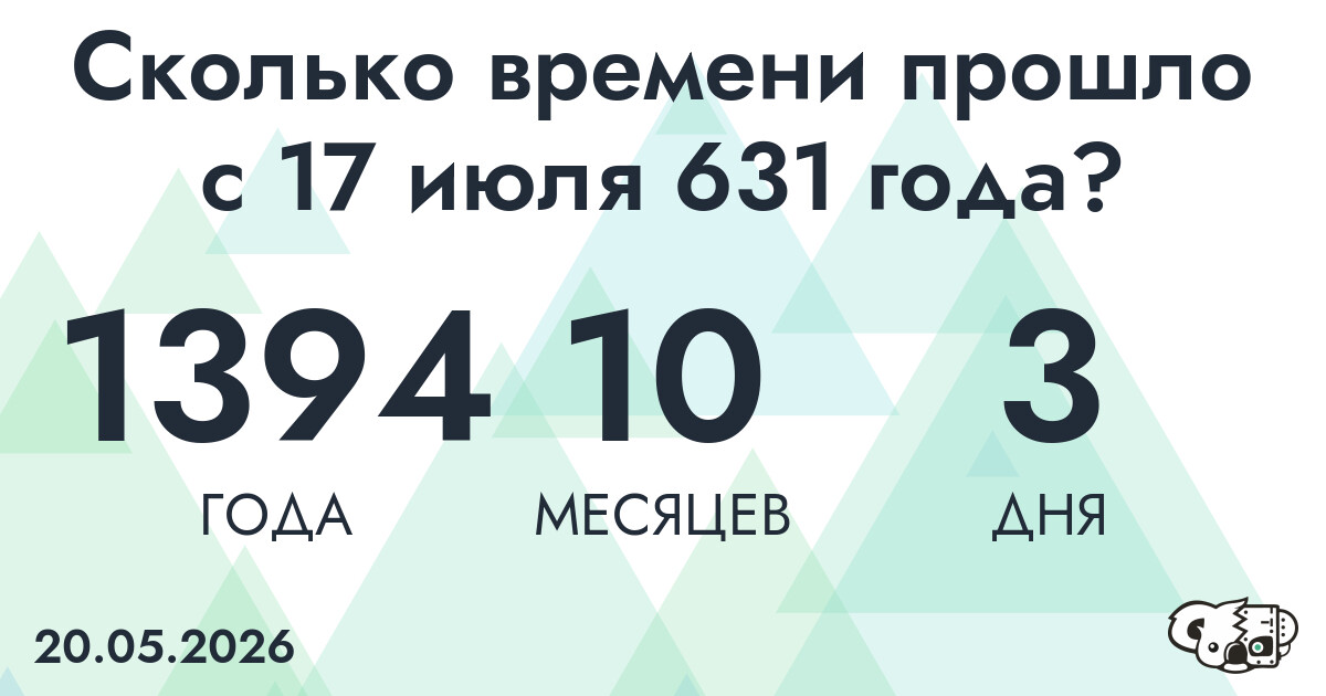 Сколько времени прошло с 17 июля 631 года