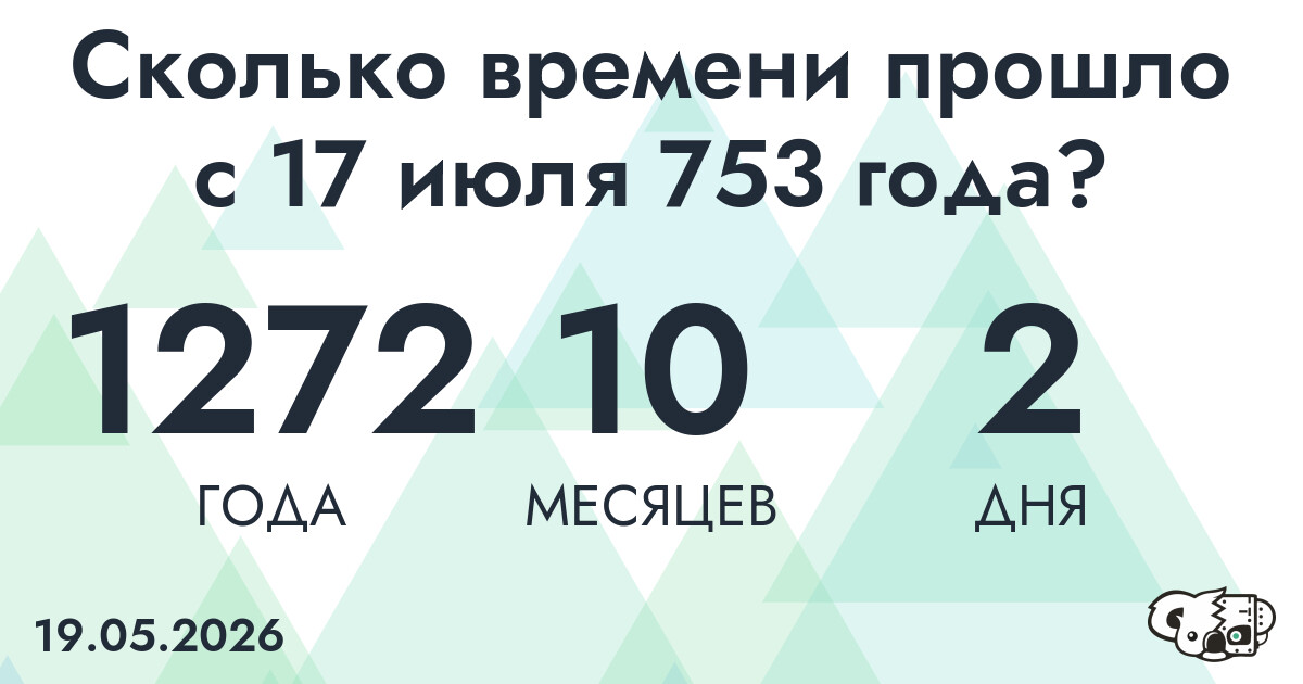 Сколько времени прошло с 17 июля 753 года