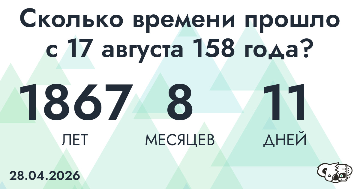 Сколько времени прошло с 17 августа 158 года