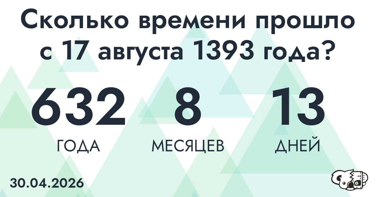 Сколько времени прошло с 17 августа 1393 года