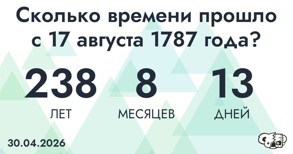 Сколько времени прошло с 17 августа 1787 года