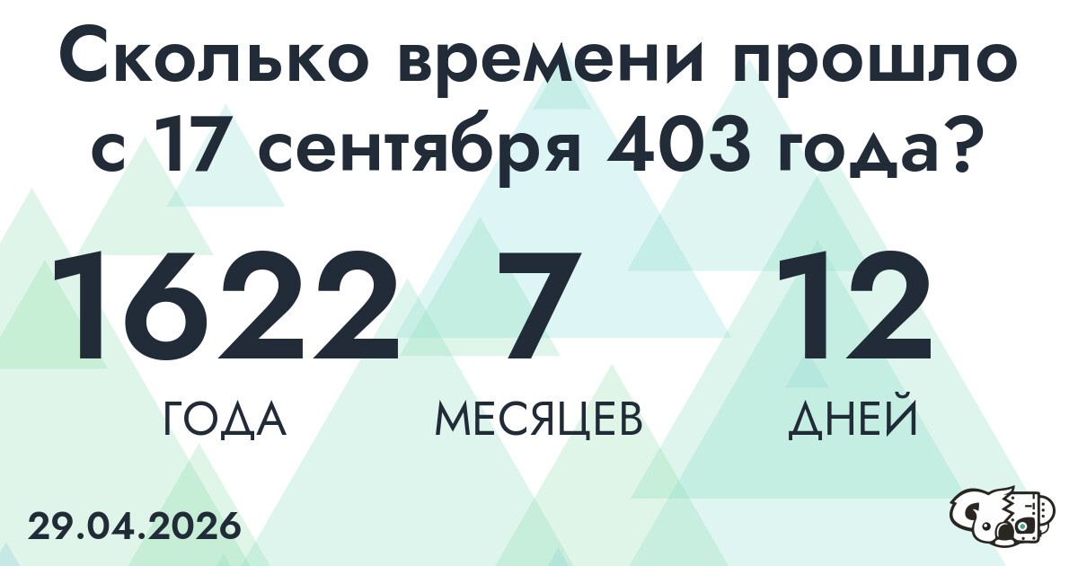 Сколько времени прошло с 17 сентября 403 года