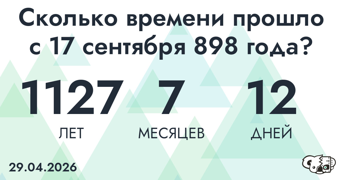 Сколько времени прошло с 17 сентября 898 года