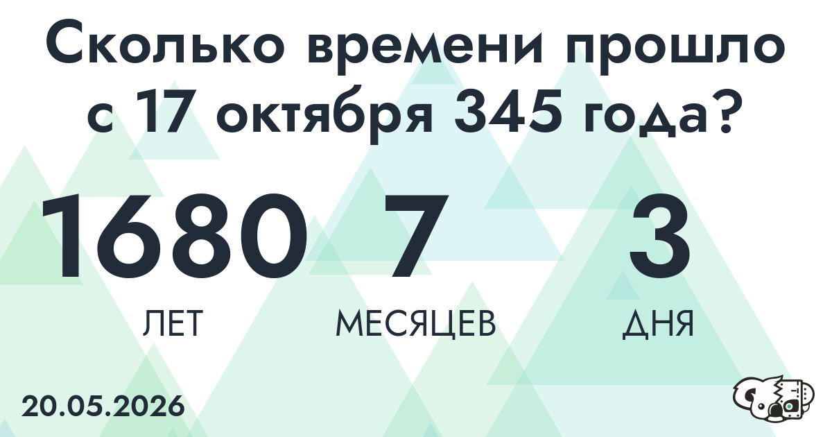 Сколько времени прошло с 17 октября 345 года