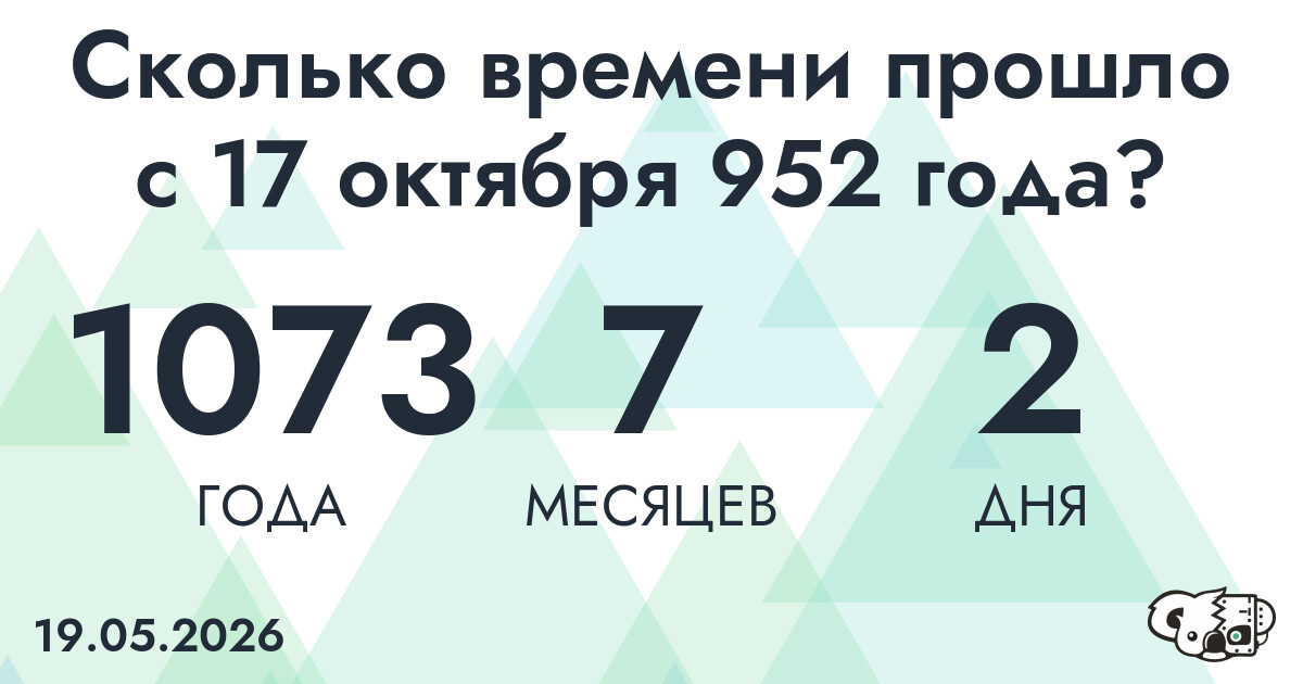 Сколько времени прошло с 17 октября 952 года
