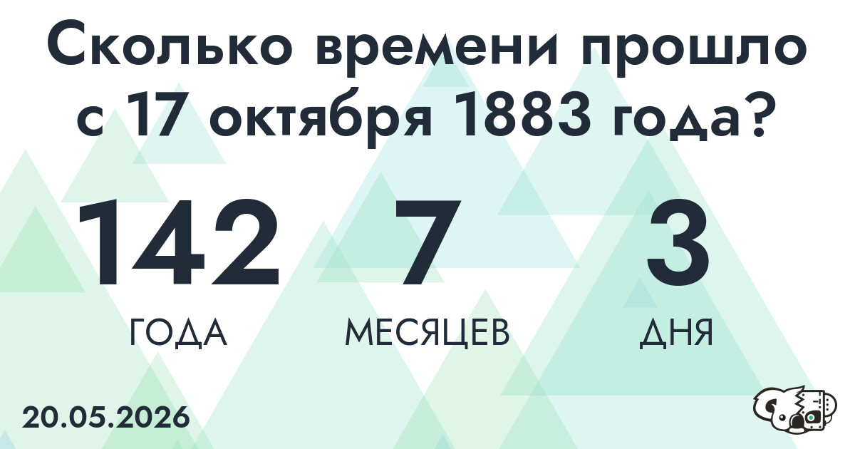 Сколько времени прошло с 17 октября 1883 года