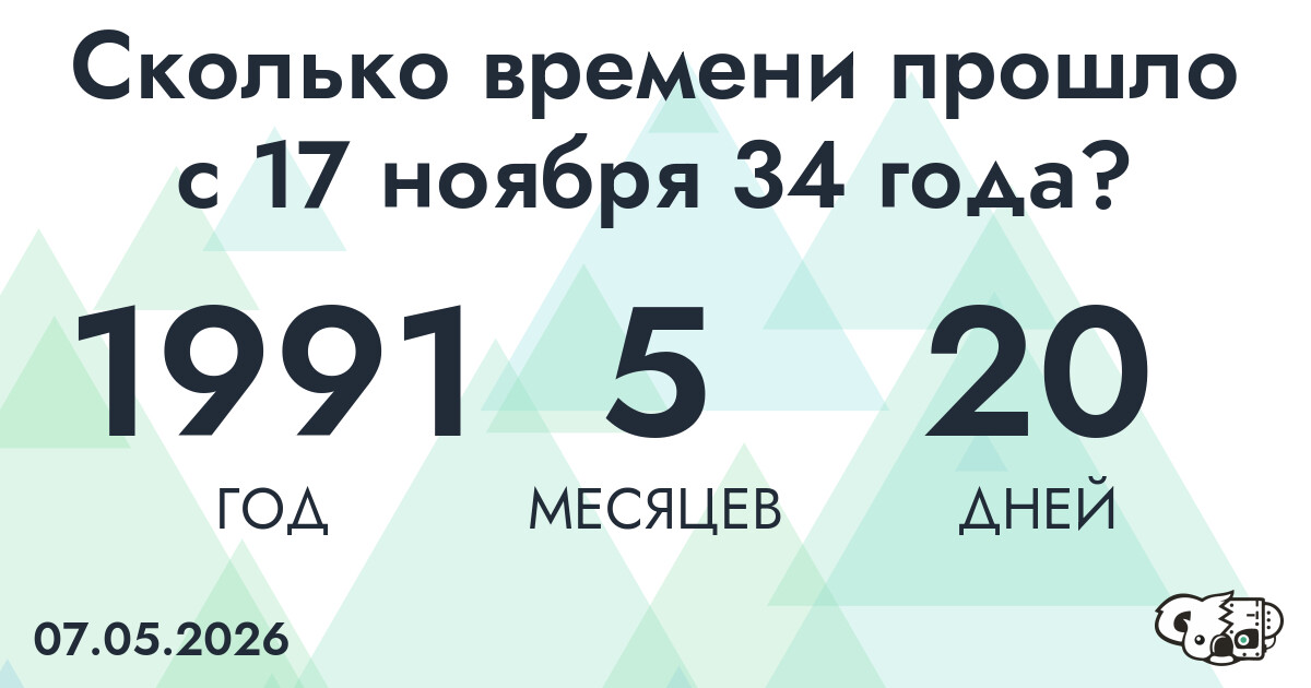 Сколько времени прошло с 17 ноября 34 года