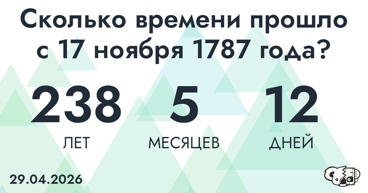 Сколько времени прошло с 17 ноября 1787 года