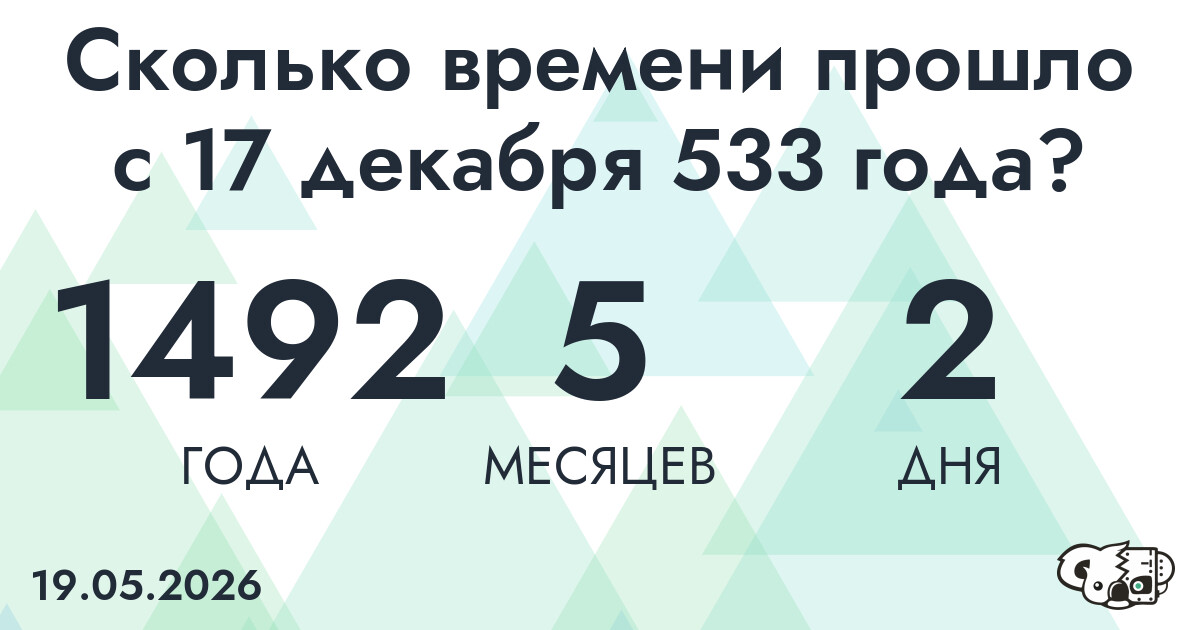 Сколько времени прошло с 17 декабря 533 года
