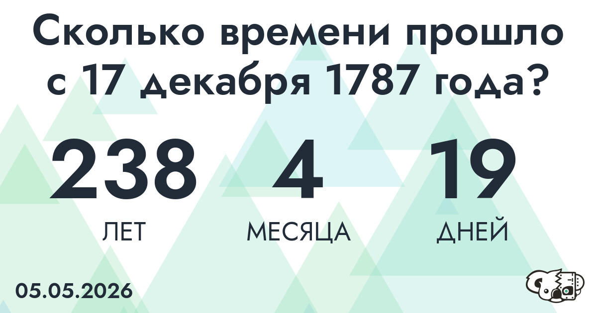 Сколько времени прошло с 17 декабря 1787 года