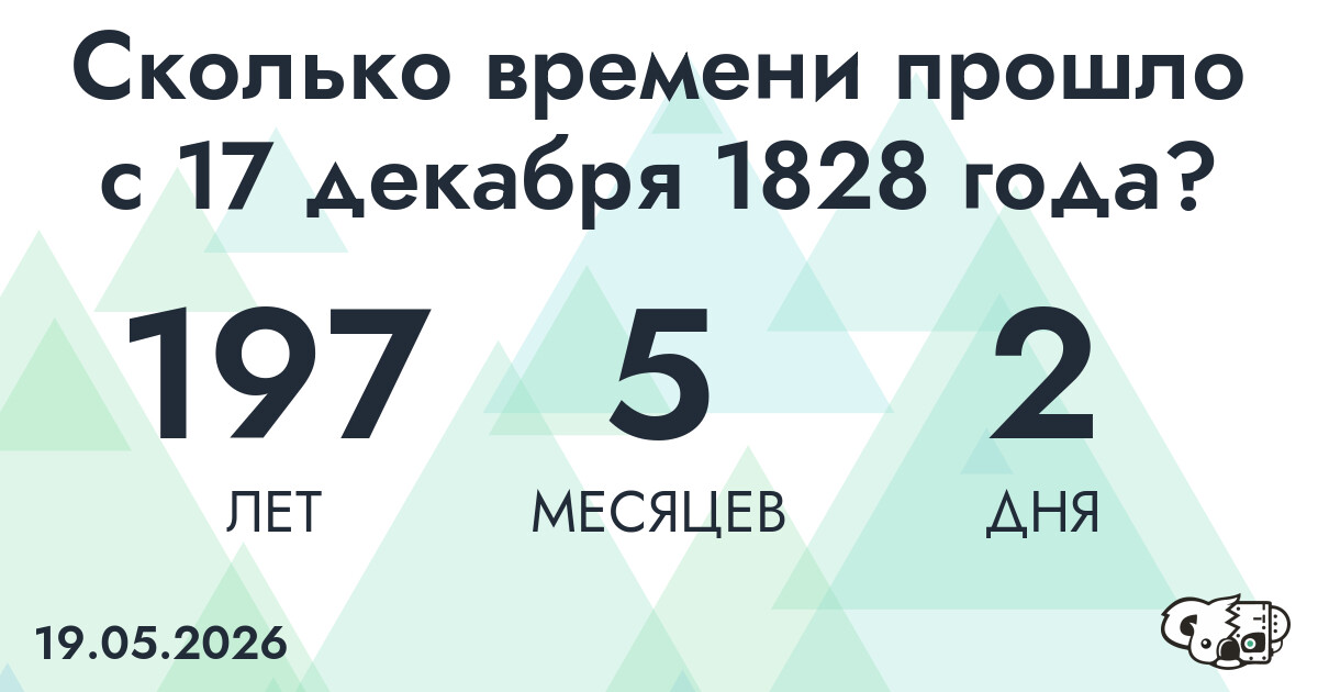 Сколько времени прошло с 17 декабря 1828 года