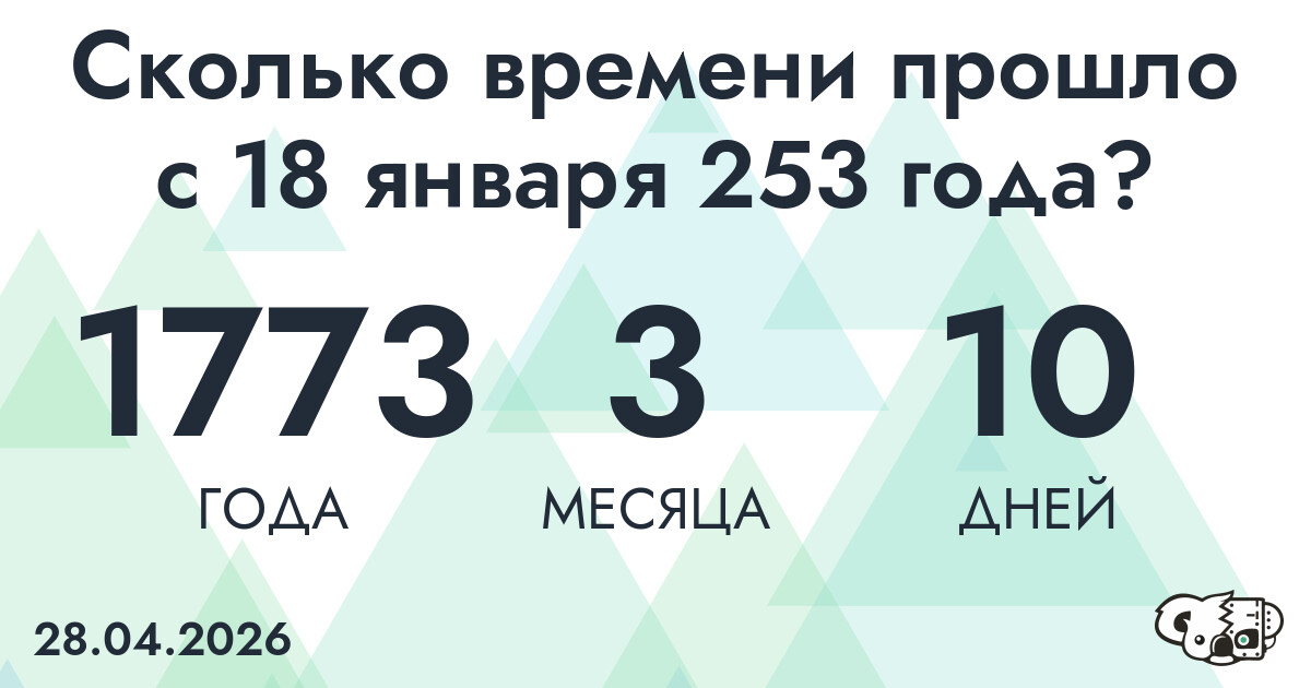 Сколько времени прошло с 18 января 253 года