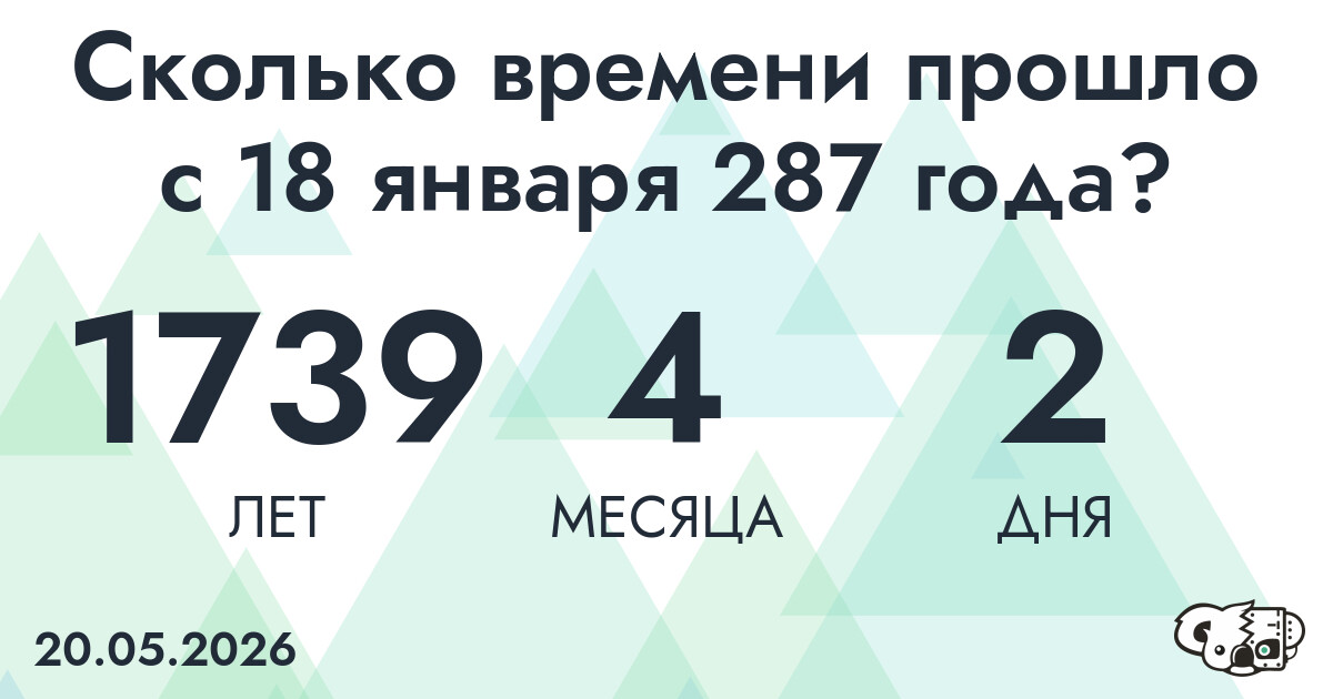 Сколько времени прошло с 18 января 287 года