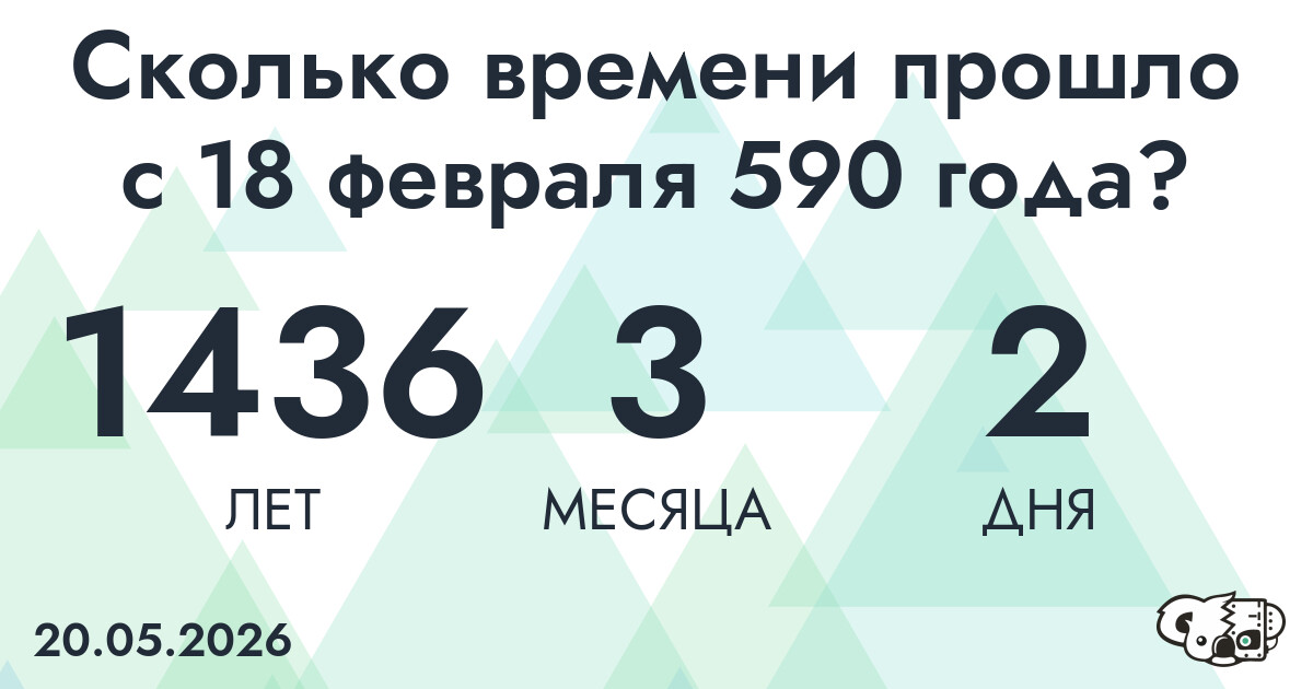 Сколько времени прошло с 18 февраля 590 года