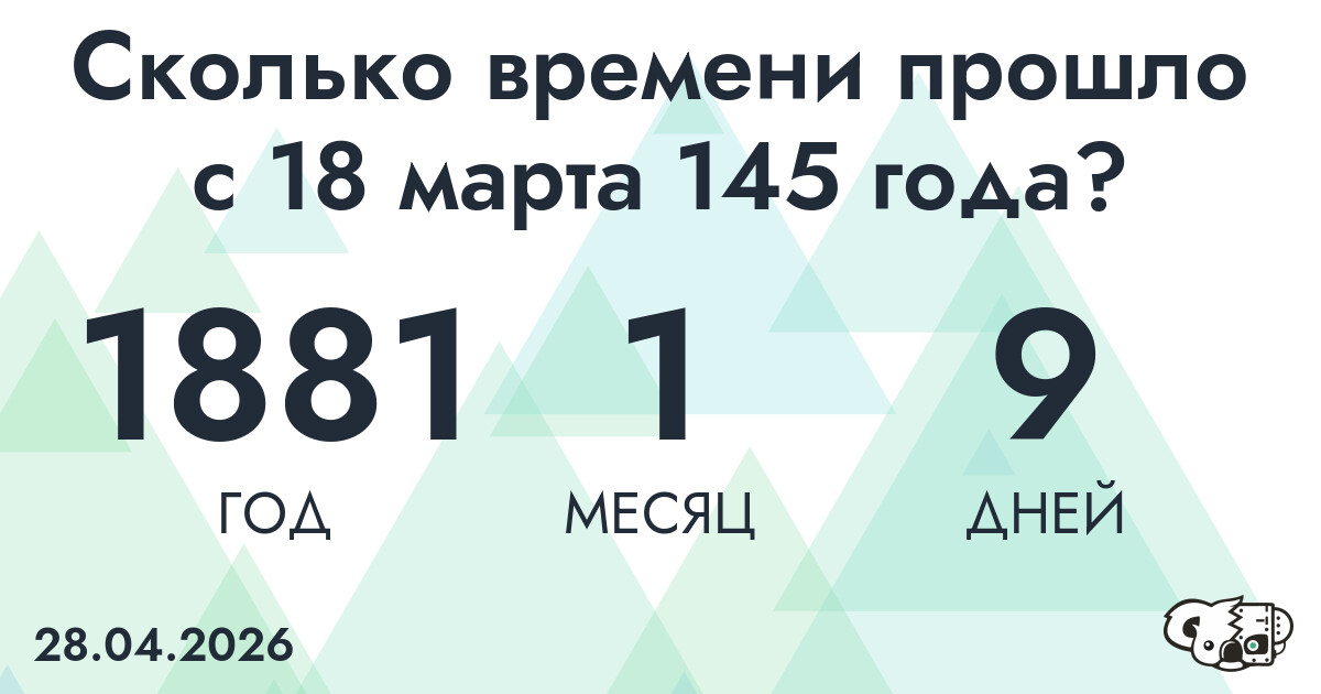 Сколько времени прошло с 18 марта 145 года
