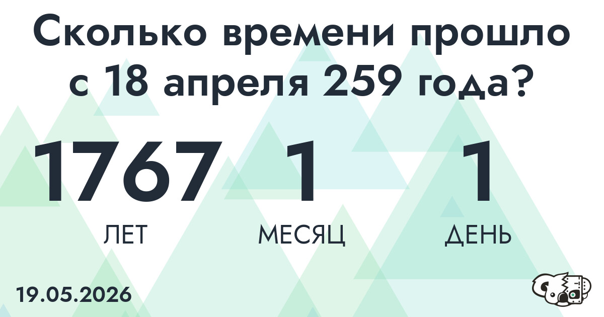 Сколько времени прошло с 18 апреля 259 года