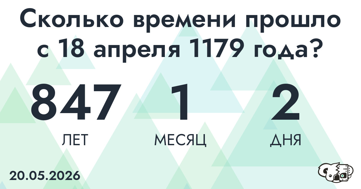 Сколько времени прошло с 18 апреля 1179 года