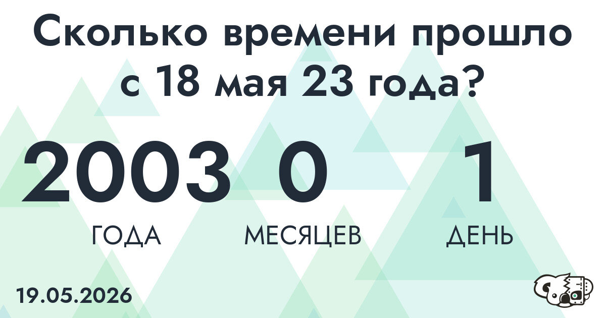 Сколько времени прошло с 18 мая 23 года