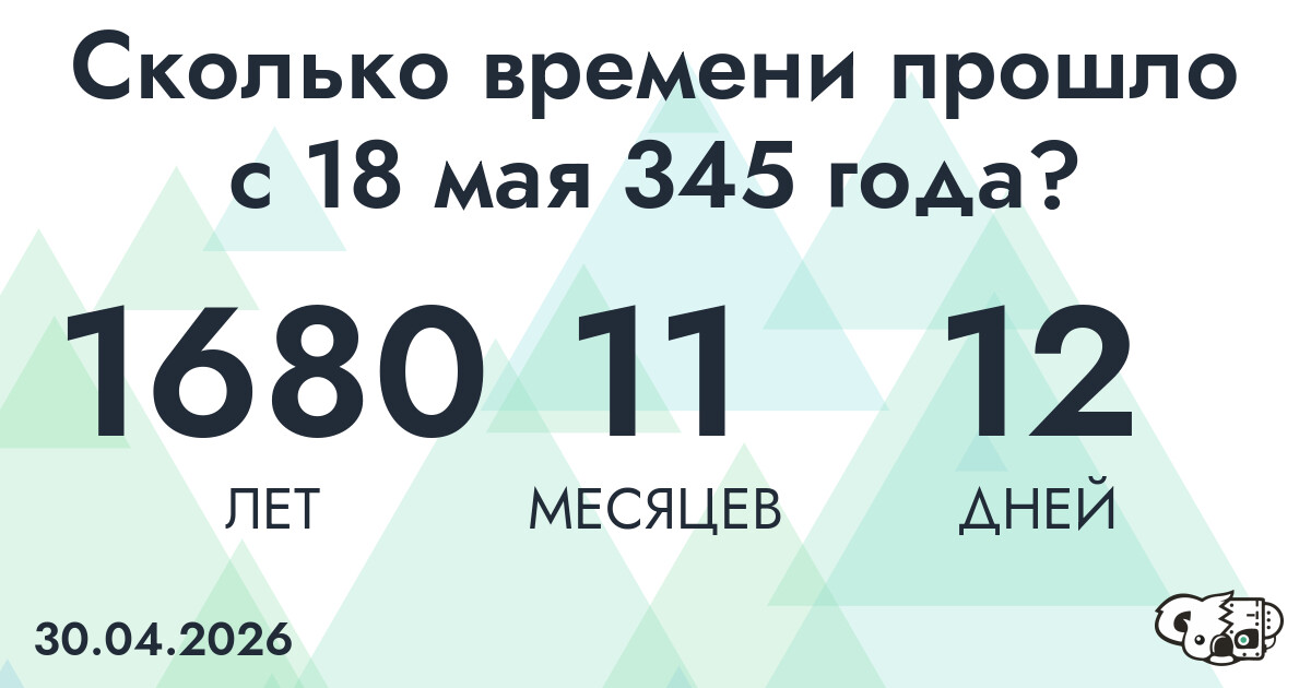 Сколько времени прошло с 18 мая 345 года