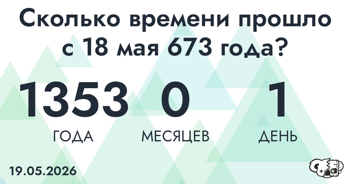 Сколько времени прошло с 18 мая 673 года