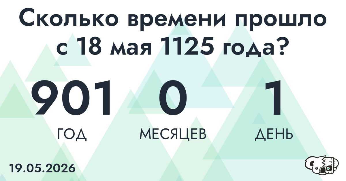 Сколько времени прошло с 18 мая 1125 года