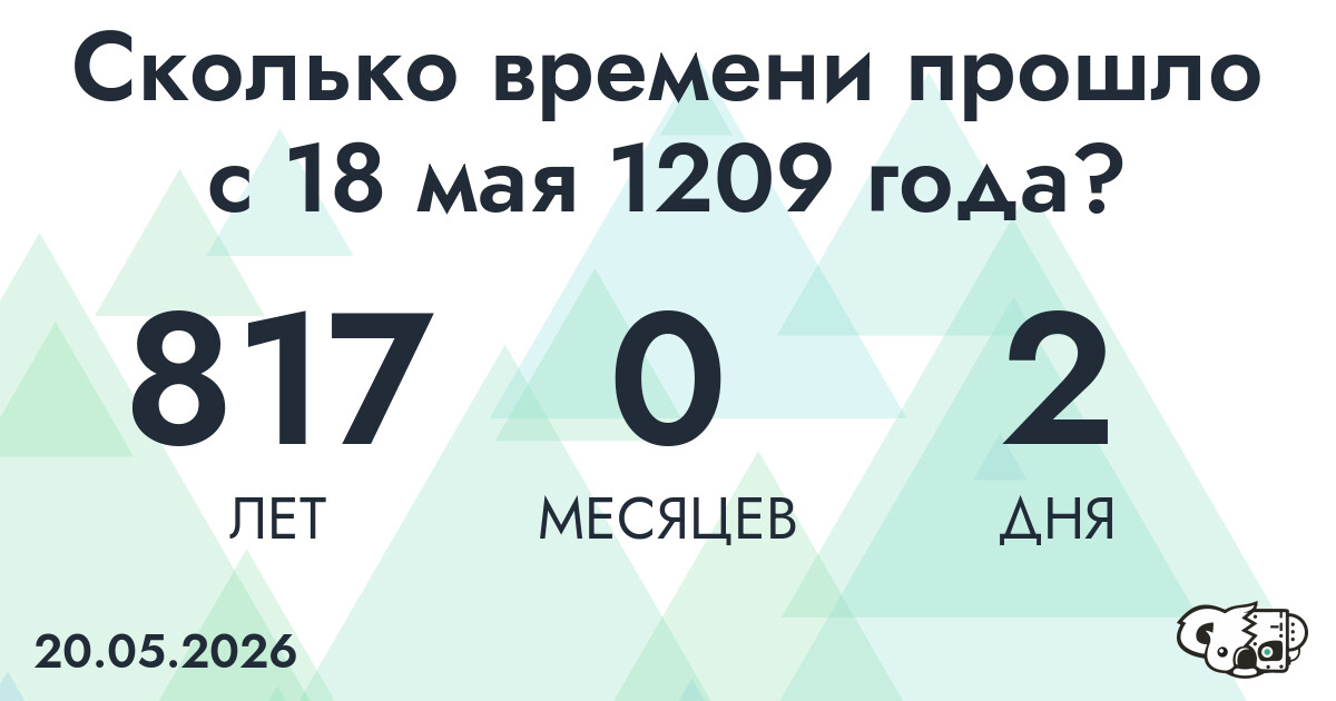 Сколько времени прошло с 18 мая 1209 года