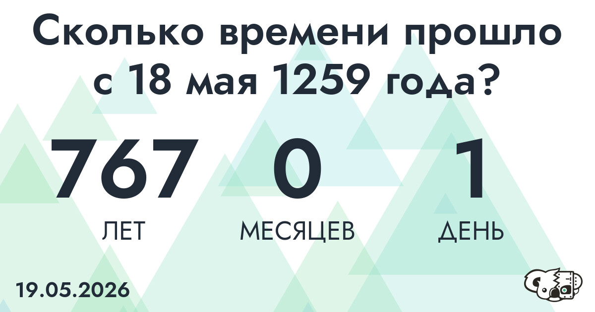 Сколько времени прошло с 18 мая 1259 года