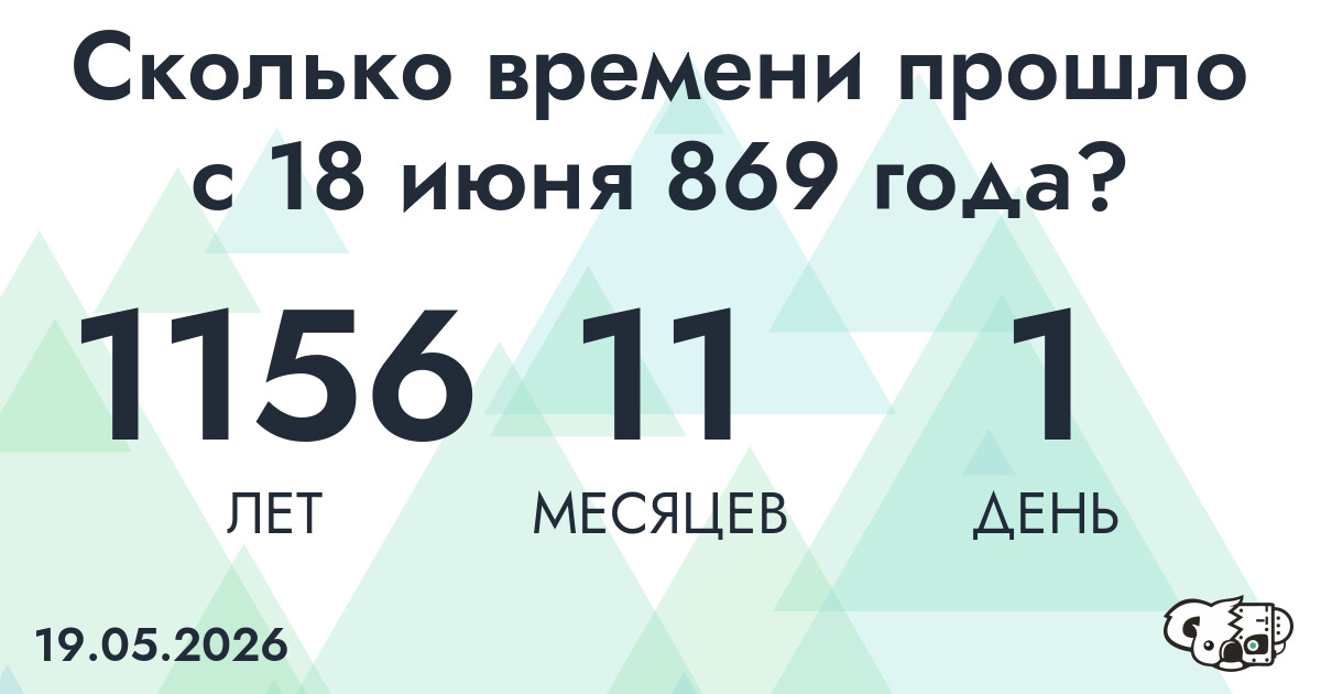 Сколько времени прошло с 18 июня 869 года