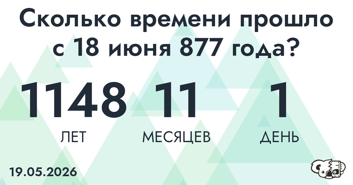 Сколько времени прошло с 18 июня 877 года