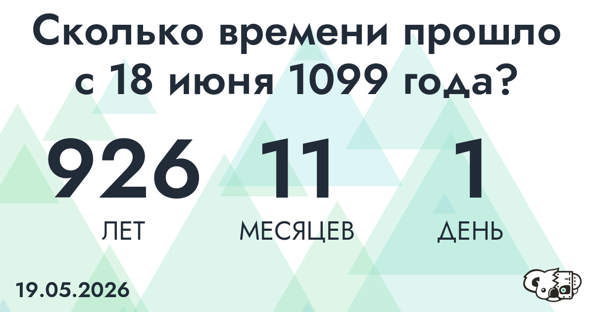 Сколько времени прошло с 18 июня 1099 года