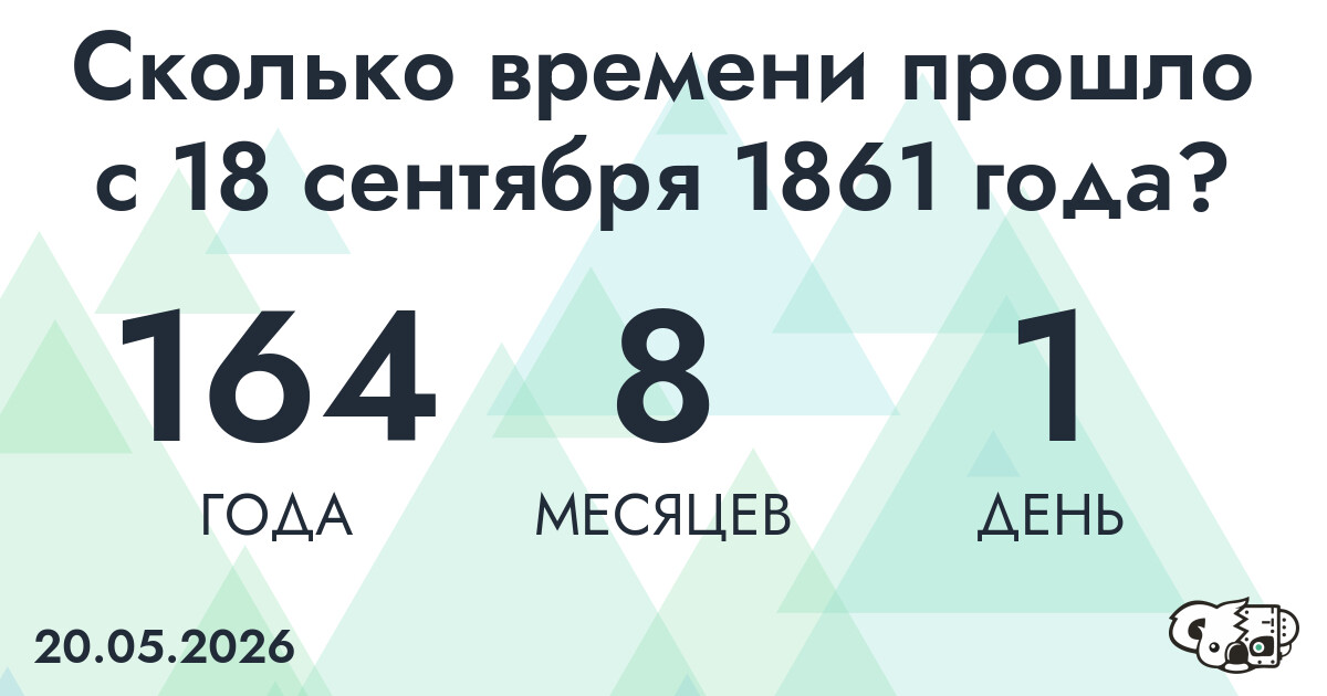 Сколько времени прошло с 18 сентября 1861 года