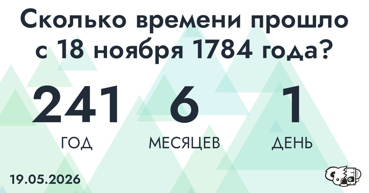 Сколько времени прошло с 18 ноября 1784 года