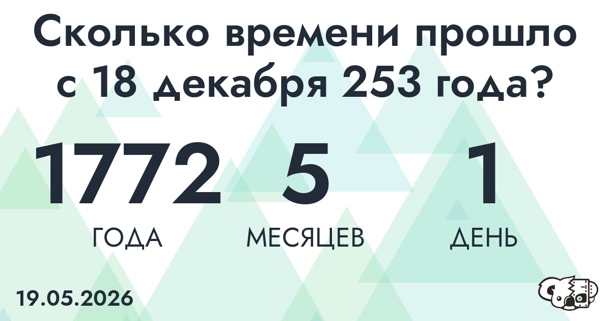 Сколько времени прошло с 18 декабря 253 года