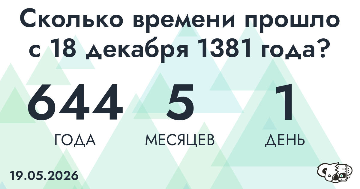 Сколько времени прошло с 18 декабря 1381 года