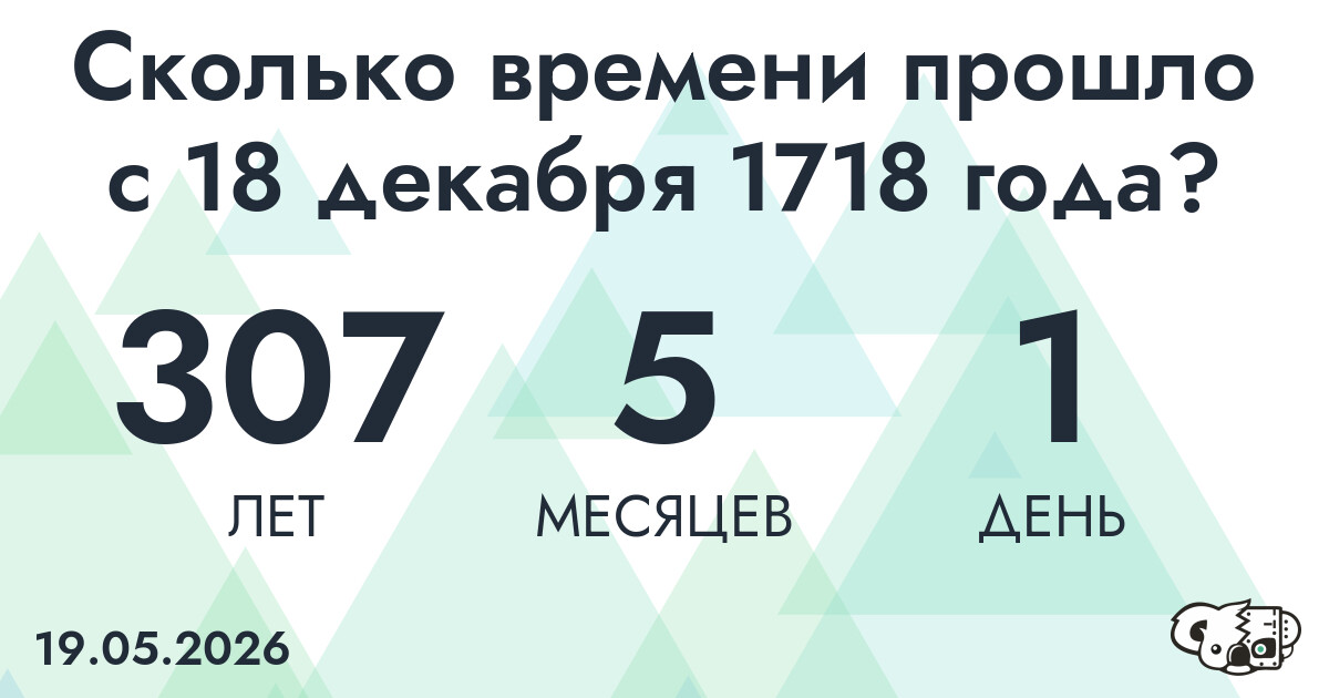 Сколько времени прошло с 18 декабря 1718 года
