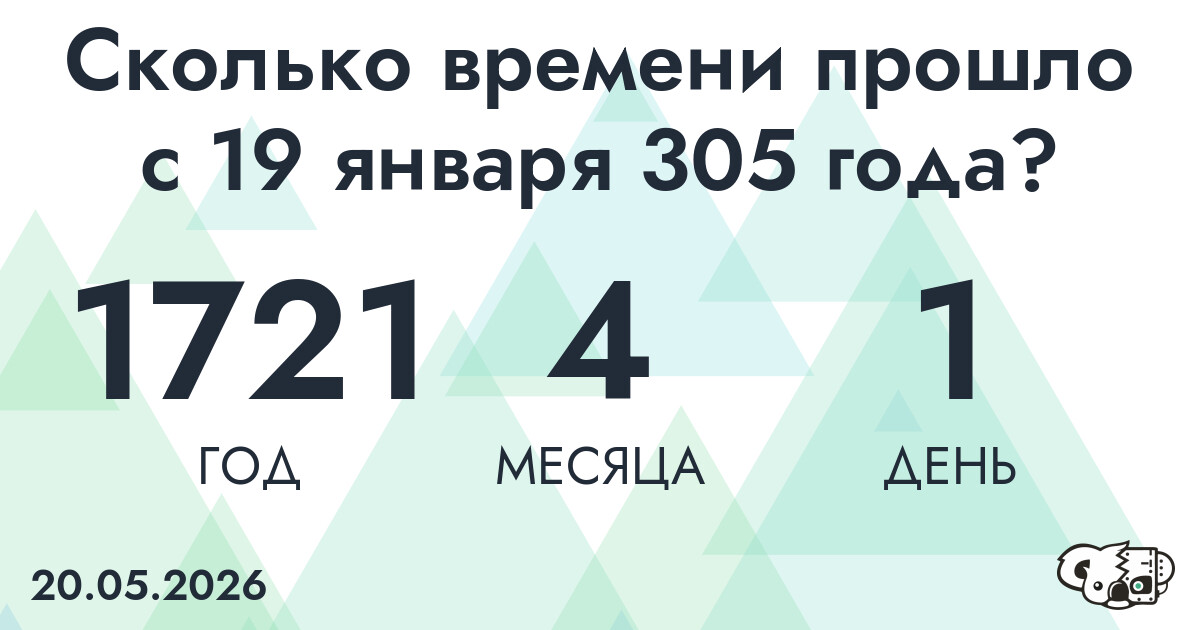 Сколько времени прошло с 19 января 305 года
