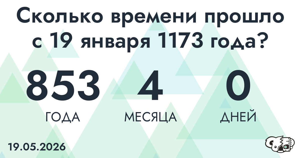 Сколько времени прошло с 19 января 1173 года