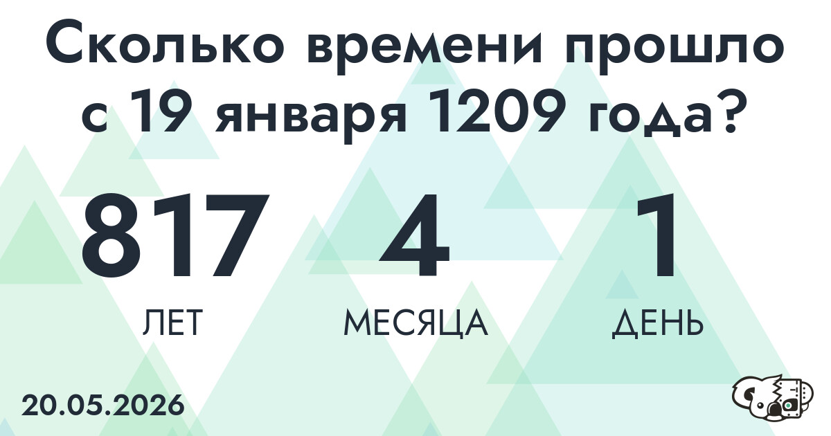 Сколько времени прошло с 19 января 1209 года