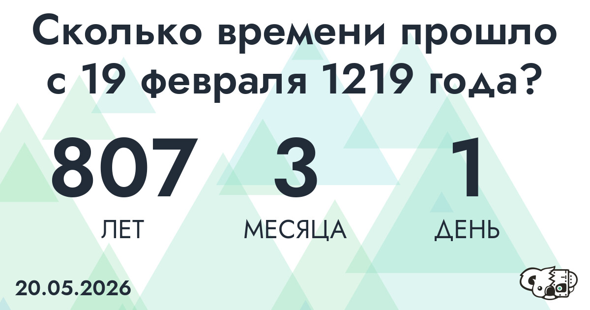 Сколько времени прошло с 19 февраля 1219 года